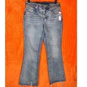 Blank NYC Capri Jeans Raw Hem Rainbow‎ Thread Waist  NEW WITH TAGS Size 25